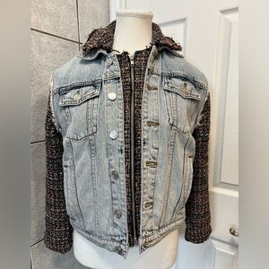 Current/Elliott Denim Jacket with Tweed Accents